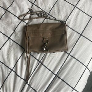 Rebecca Minkoff leather cross body purse with silver chain